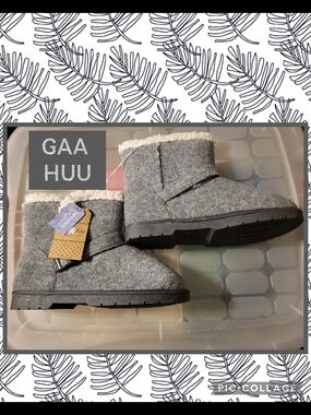 GAA HUU Gray Cozy Winter Boots with Faux Fur Lining